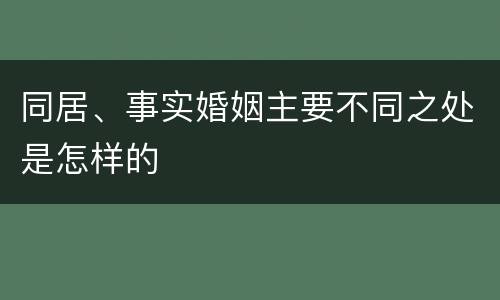 同居、事实婚姻主要不同之处是怎样的