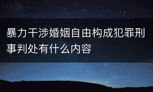 暴力干涉婚姻自由构成犯罪刑事判处有什么内容