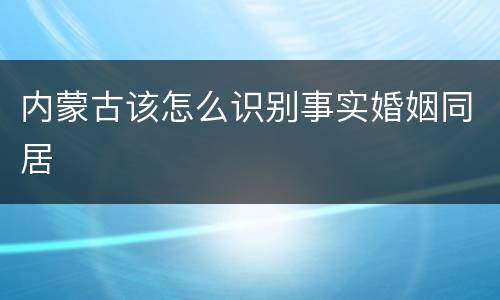 内蒙古该怎么识别事实婚姻同居