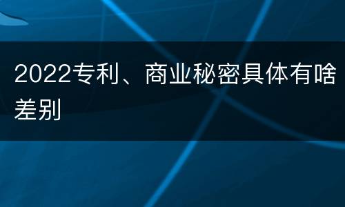 2022专利、商业秘密具体有啥差别