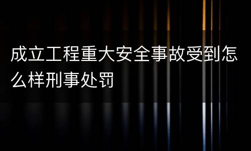 成立工程重大安全事故受到怎么样刑事处罚