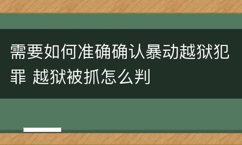 需要如何准确确认暴动越狱犯罪 越狱被抓怎么判