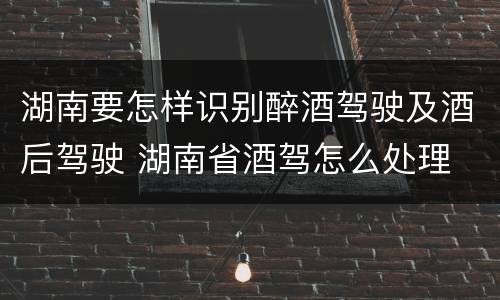 湖南要怎样识别醉酒驾驶及酒后驾驶 湖南省酒驾怎么处理