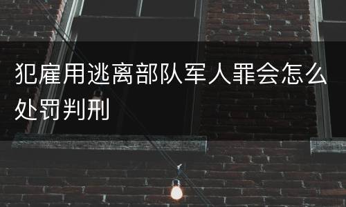 犯雇用逃离部队军人罪会怎么处罚判刑