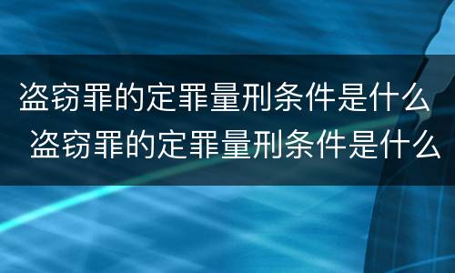 盗窃罪的定罪量刑条件是什么 盗窃罪的定罪量刑条件是什么意思