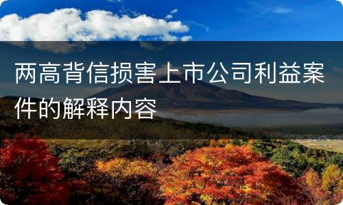 两高背信损害上市公司利益案件的解释内容