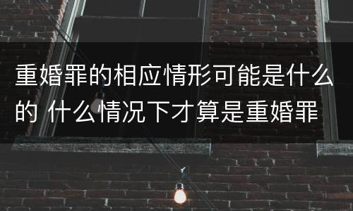 重婚罪的相应情形可能是什么的 什么情况下才算是重婚罪