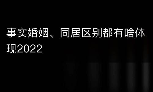 事实婚姻、同居区别都有啥体现2022