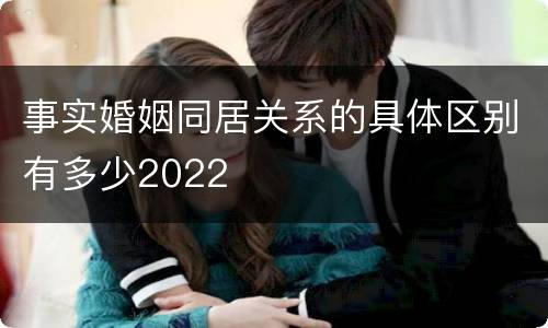 事实婚姻同居关系的具体区别有多少2022