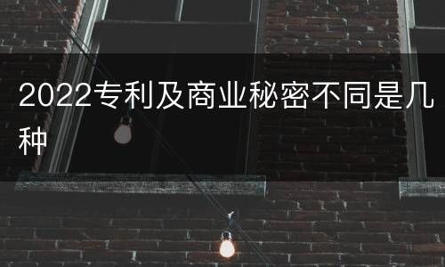 2022专利及商业秘密不同是几种