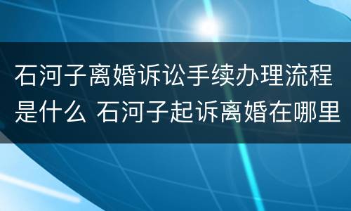 石河子离婚诉讼手续办理流程是什么 石河子起诉离婚在哪里办?