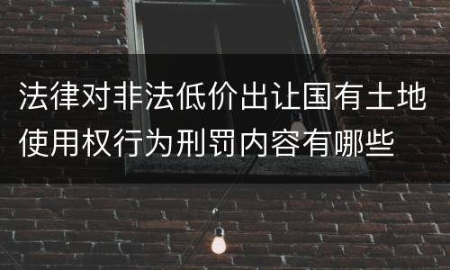 法律对非法低价出让国有土地使用权行为刑罚内容有哪些