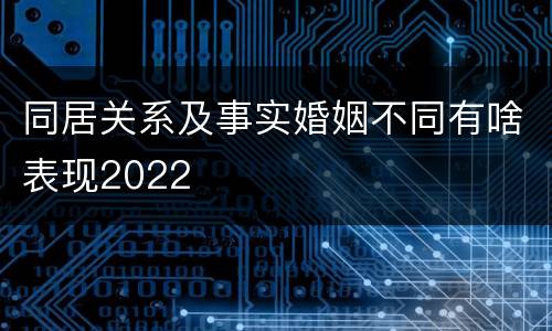 同居关系及事实婚姻不同有啥表现2022