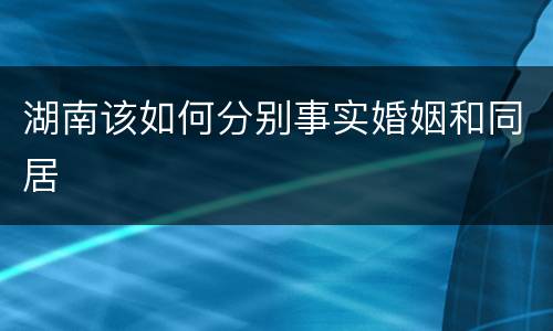 湖南该如何分别事实婚姻和同居