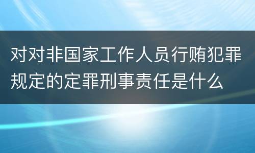 对对非国家工作人员行贿犯罪规定的定罪刑事责任是什么