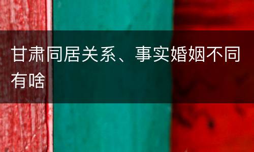 甘肃同居关系、事实婚姻不同有啥