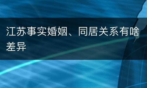 江苏事实婚姻、同居关系有啥差异