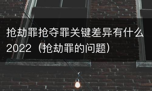 抢劫罪抢夺罪关键差异有什么2022（抢劫罪的问题）