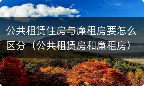 公共租赁住房与廉租房要怎么区分（公共租赁房和廉租房）