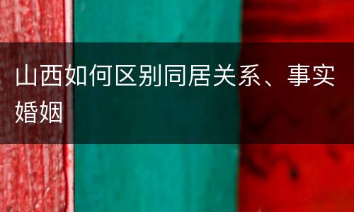 山西如何区别同居关系、事实婚姻