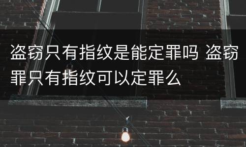 盗窃只有指纹是能定罪吗 盗窃罪只有指纹可以定罪么