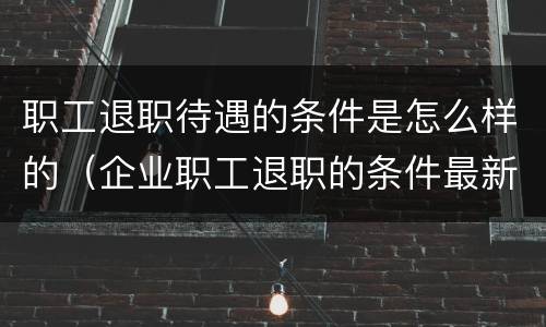 职工退职待遇的条件是怎么样的（企业职工退职的条件最新标准）