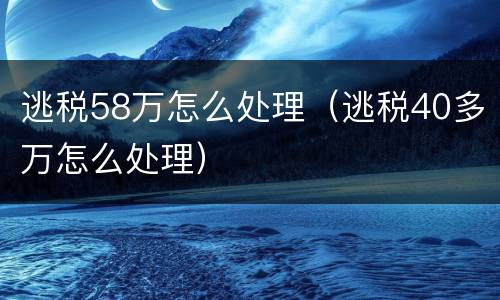 逃税58万怎么处理（逃税40多万怎么处理）