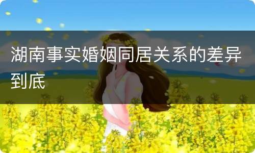 湖南事实婚姻同居关系的差异到底