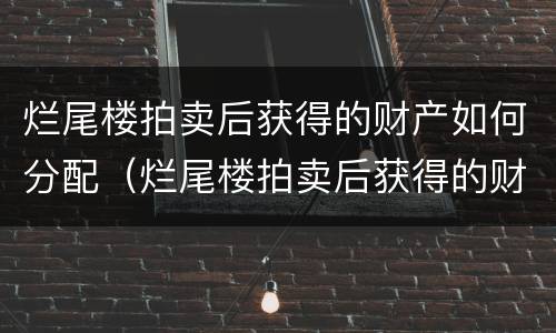 烂尾楼拍卖后获得的财产如何分配（烂尾楼拍卖后获得的财产如何分配给业主）